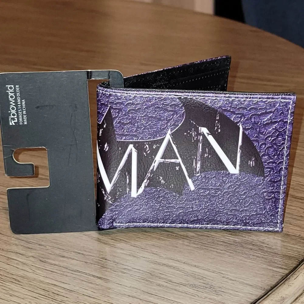 New DC Comics Batman Bifold Wallet Card Slots Zipper Money Compartment